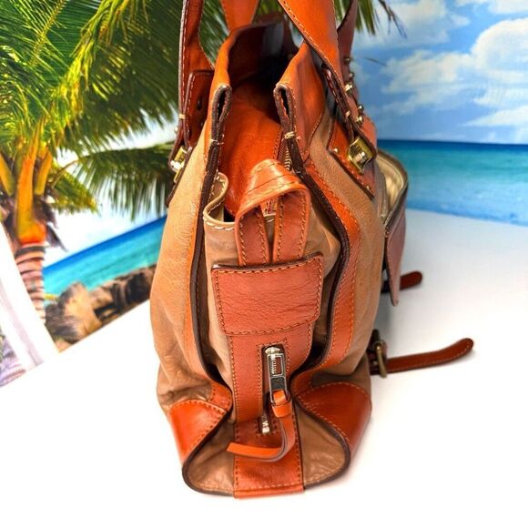 Chloé Tracy Satchel Tote Bag Camel & Orange Leather Brass Hardware Made in Italy - Picture 5 of 14